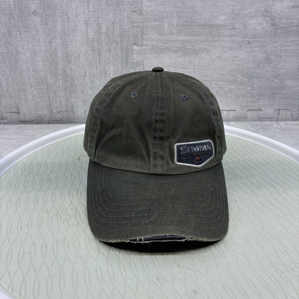 Simms Fishing Products Hat Mens OSFA Green Oil Canvas Waxed Strap Back Cap